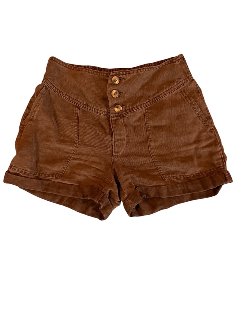 Aerie High-Waist Button Fly Women's Shorts in brown